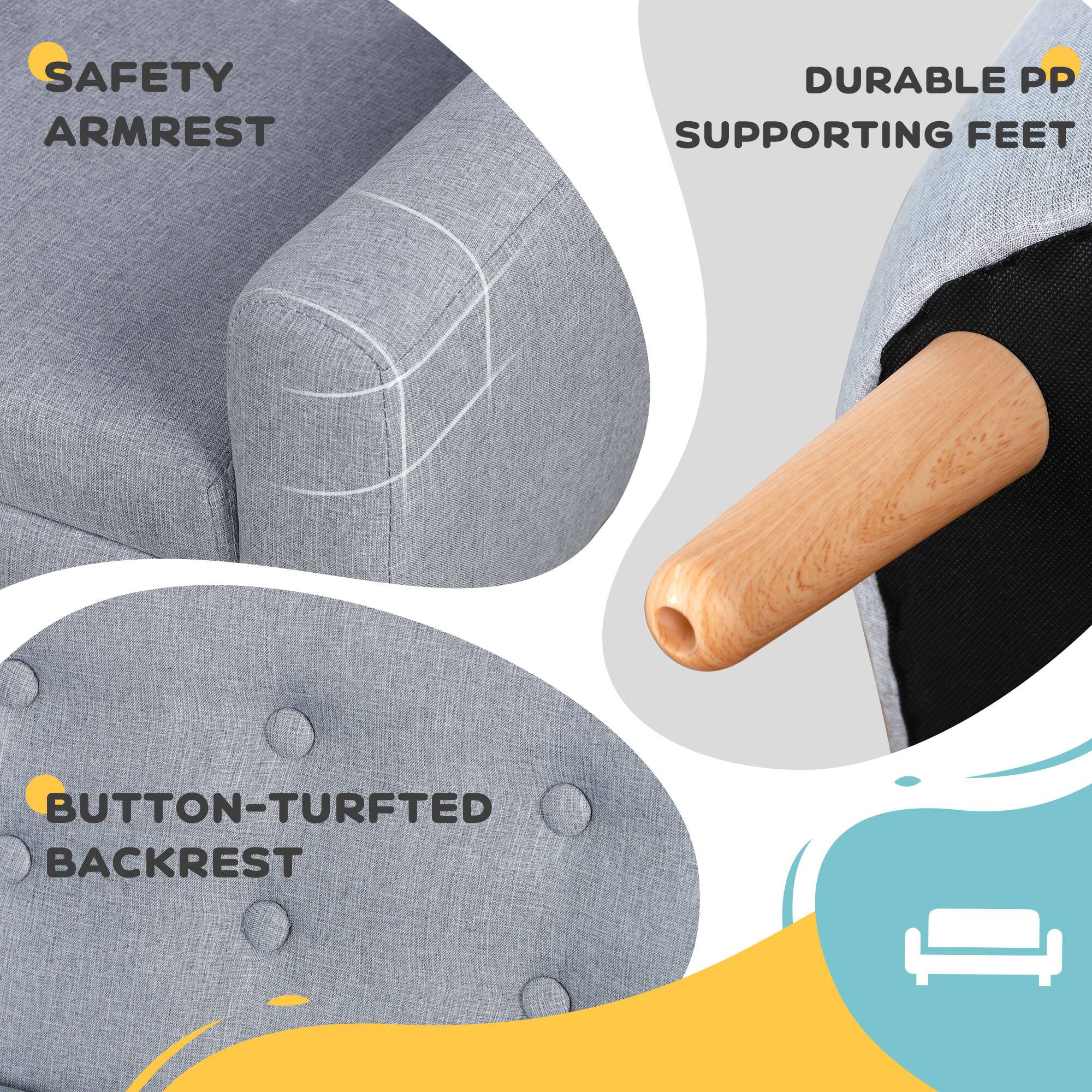 SAFETY ARMREST

DURABLE PP SUPPORTING FEET

BUTTON-TURFED BACKREST