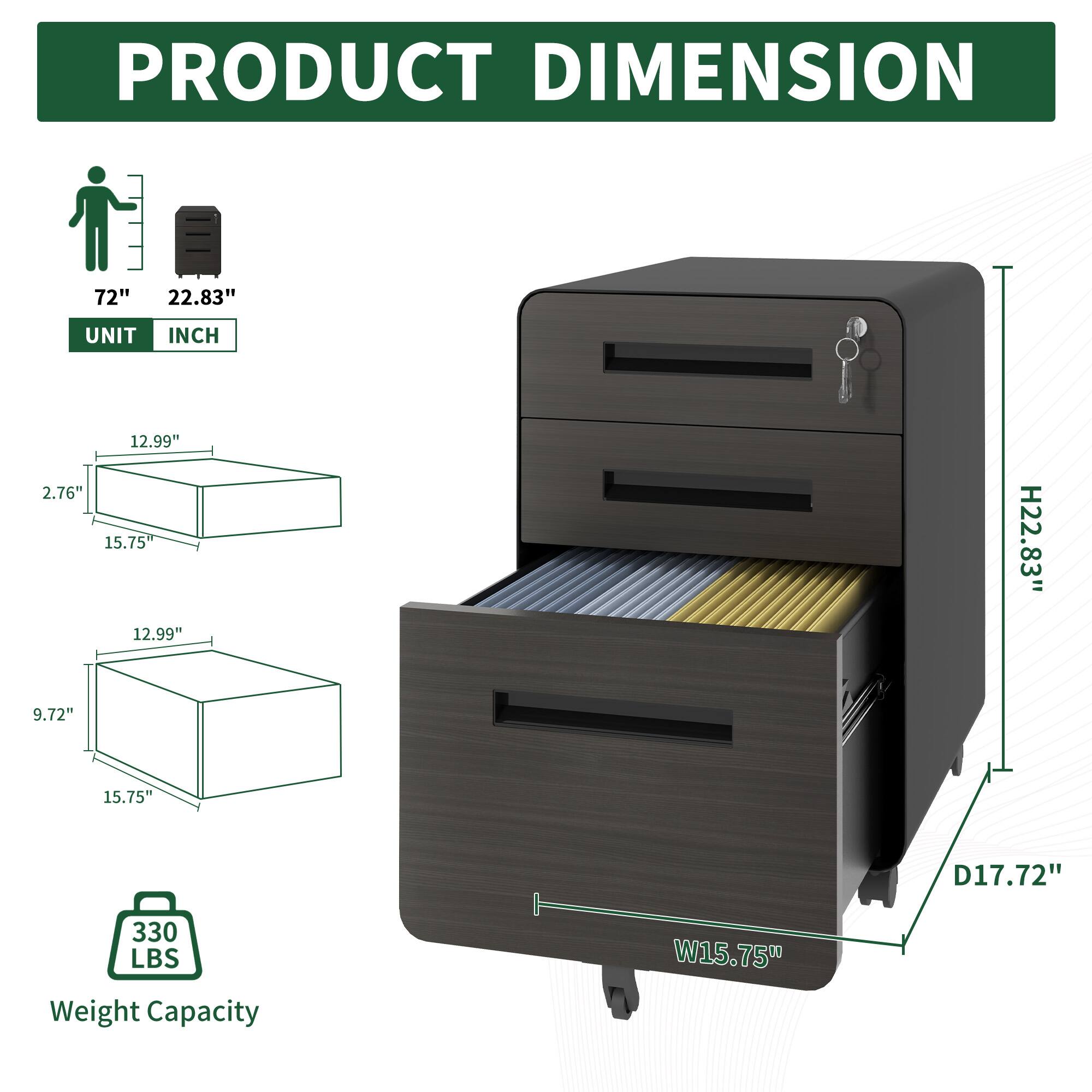 PRODUCT DIMENSION

UNIT INCH

72" 22.83"

12.99" 2.76" 15.75"

12.99" 9.72" 15.75"

H22.83" D17.72" W15.75"

Weight Capacity 330 LBS