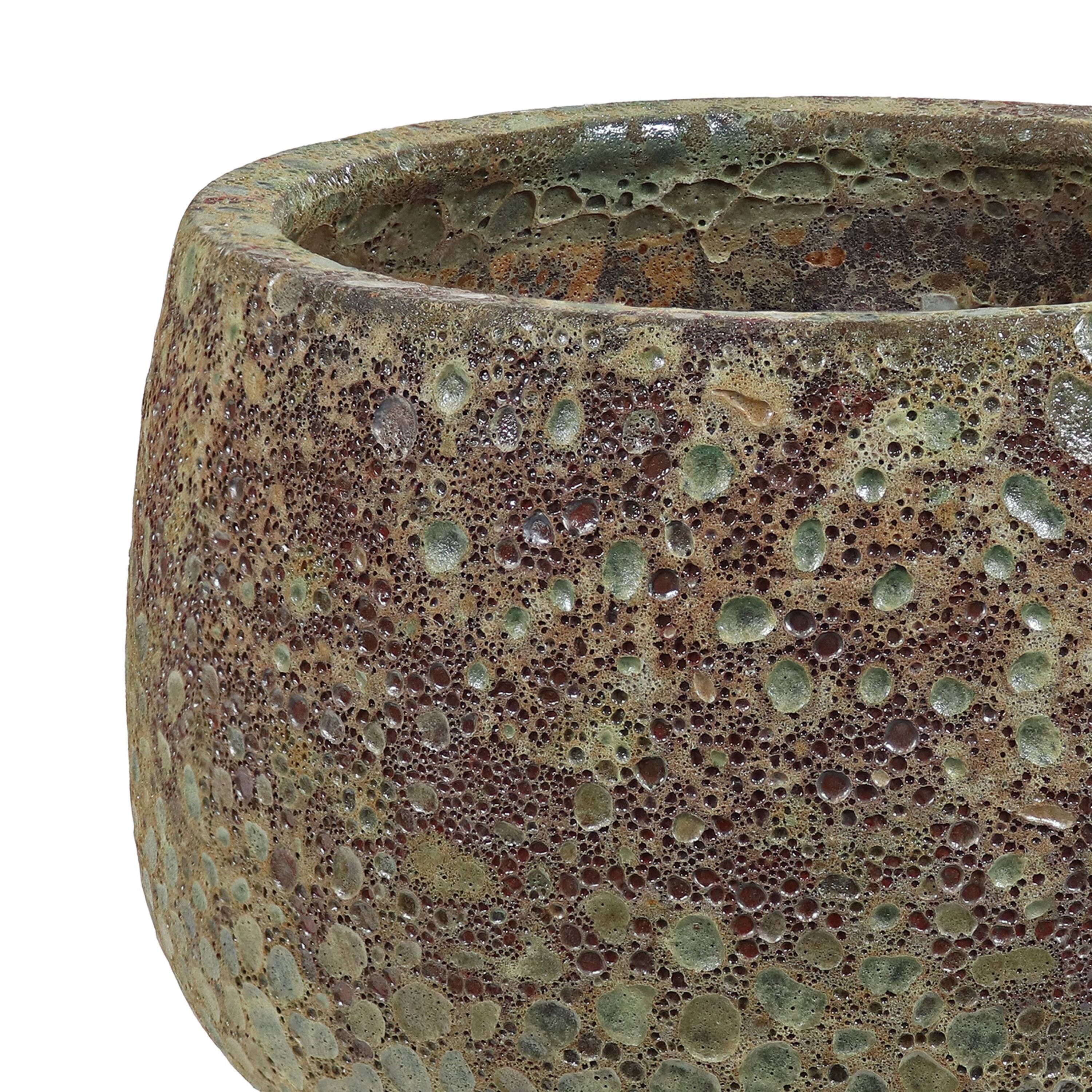 Alt View 7. Sunnydaze - 14" Lava Finish Planter Distressed Ceramic - Green.