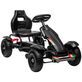 Ecooso - Kids Pedal Go Kart with Adjustable Seat, Handbrake, and Non-Slip Rubber Wheels for Outdoor Fun - Black