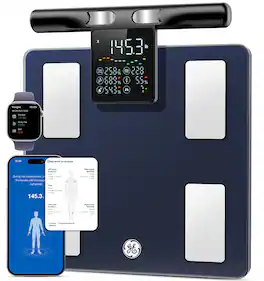 GE - 8-Electrode Smart Body Composition Scale with Bluetooth App and Handle Display - Black