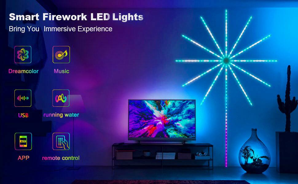 Smart Firework LED Lights Bring You Immersive Experience

- Dreamcolor
- Music
- USB
- running water
- APP
- remote control
