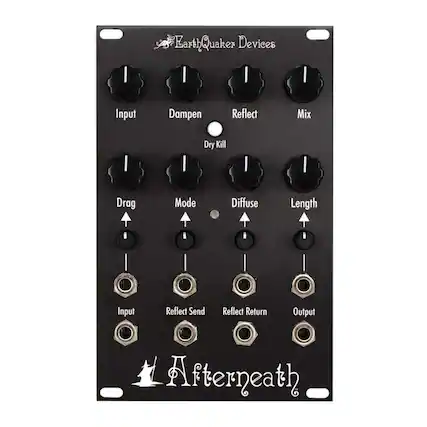 EarthQuaker Devices
Afterneath
Input
Dampen
Reflect
Mix
Dry Kill
Drag
Mode
Diffuse
Length
Input
Reflect Send
Reflect Return
Output