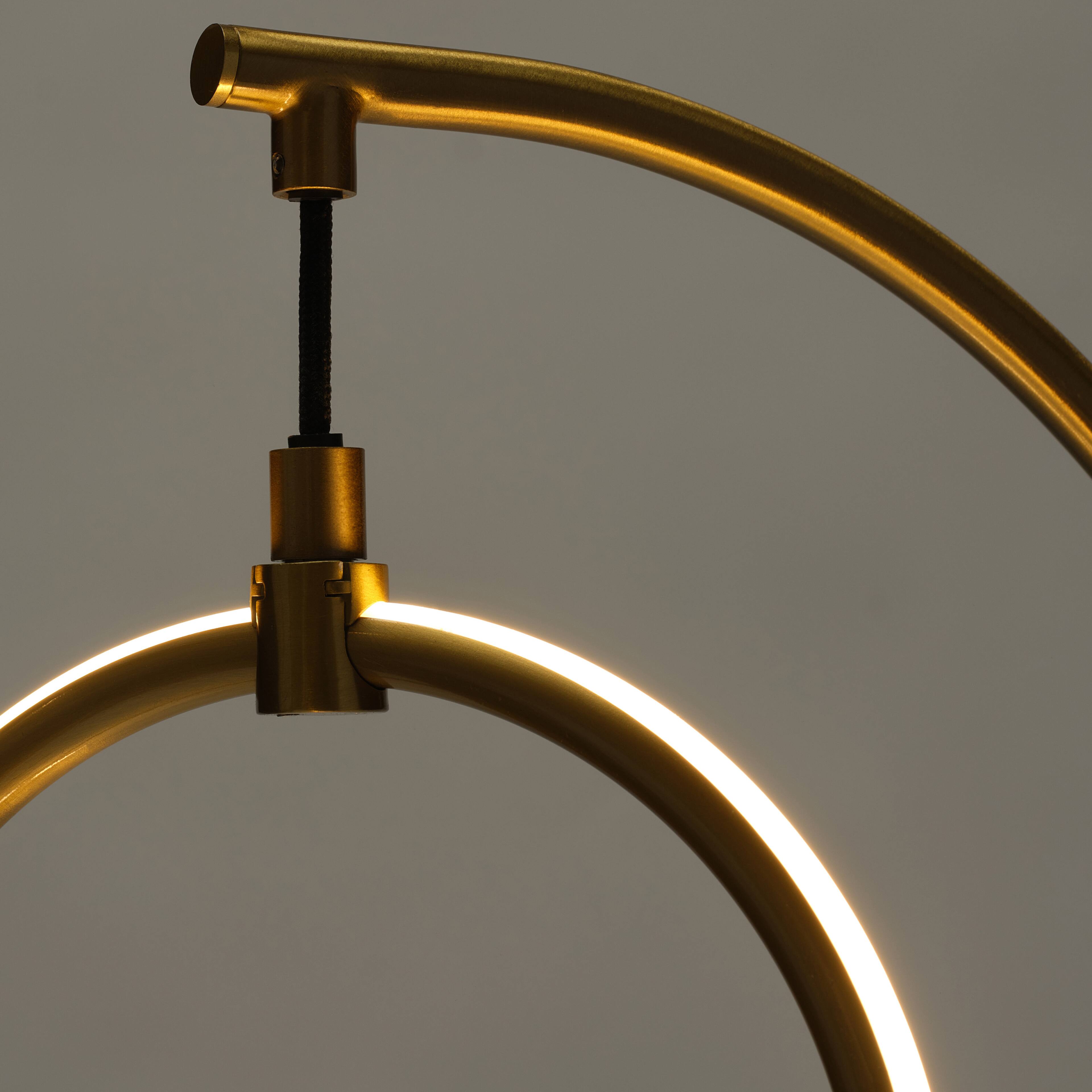 Alt View 1. Brightech - Nova LED Modern Industrial Arc Dimmable Bedside Nightstand Desk Lamp with Fast Charging USB Port - Antiqued Brass.