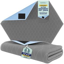 Katziela - Quick-Drying Washable Pee Pads for Dogs With Hook & Loop Rectangular - Gray