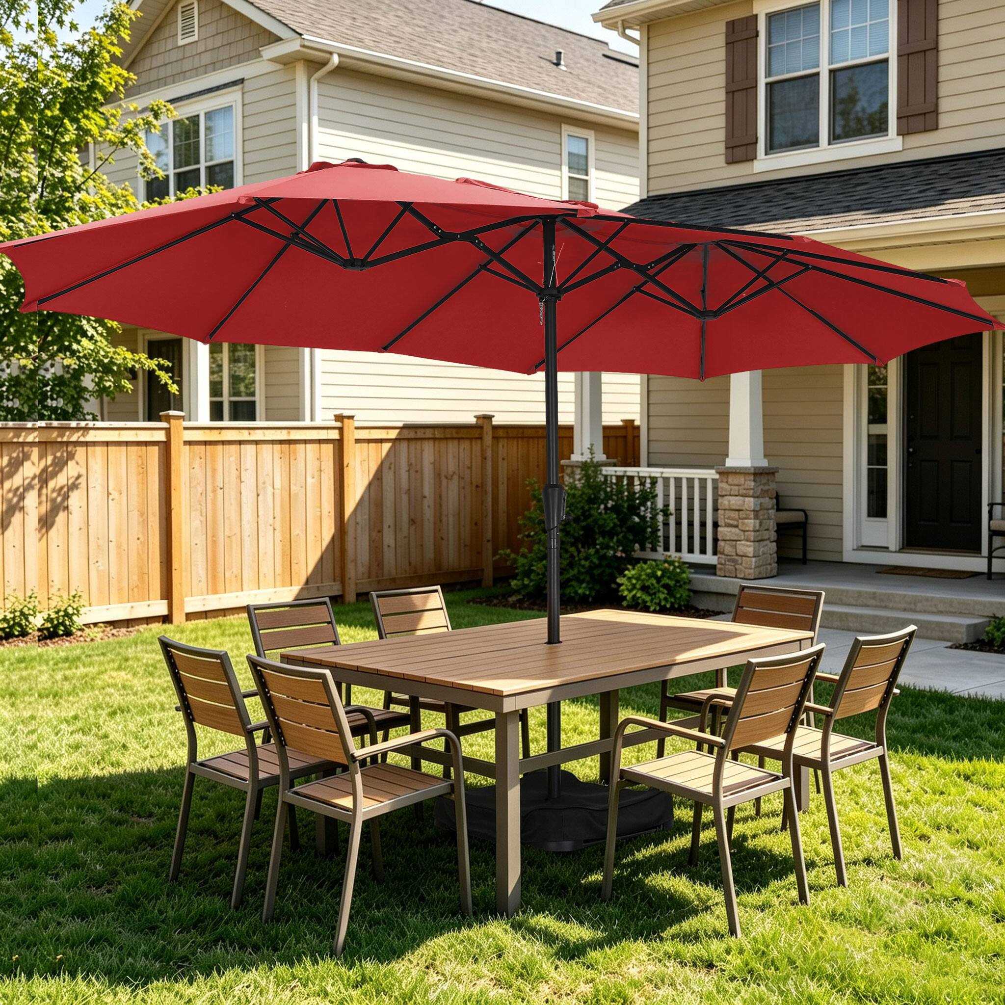 Ainfox 15 x 9FT Double Sided Patio Umbrella Outdoor Large Umbrella with ...