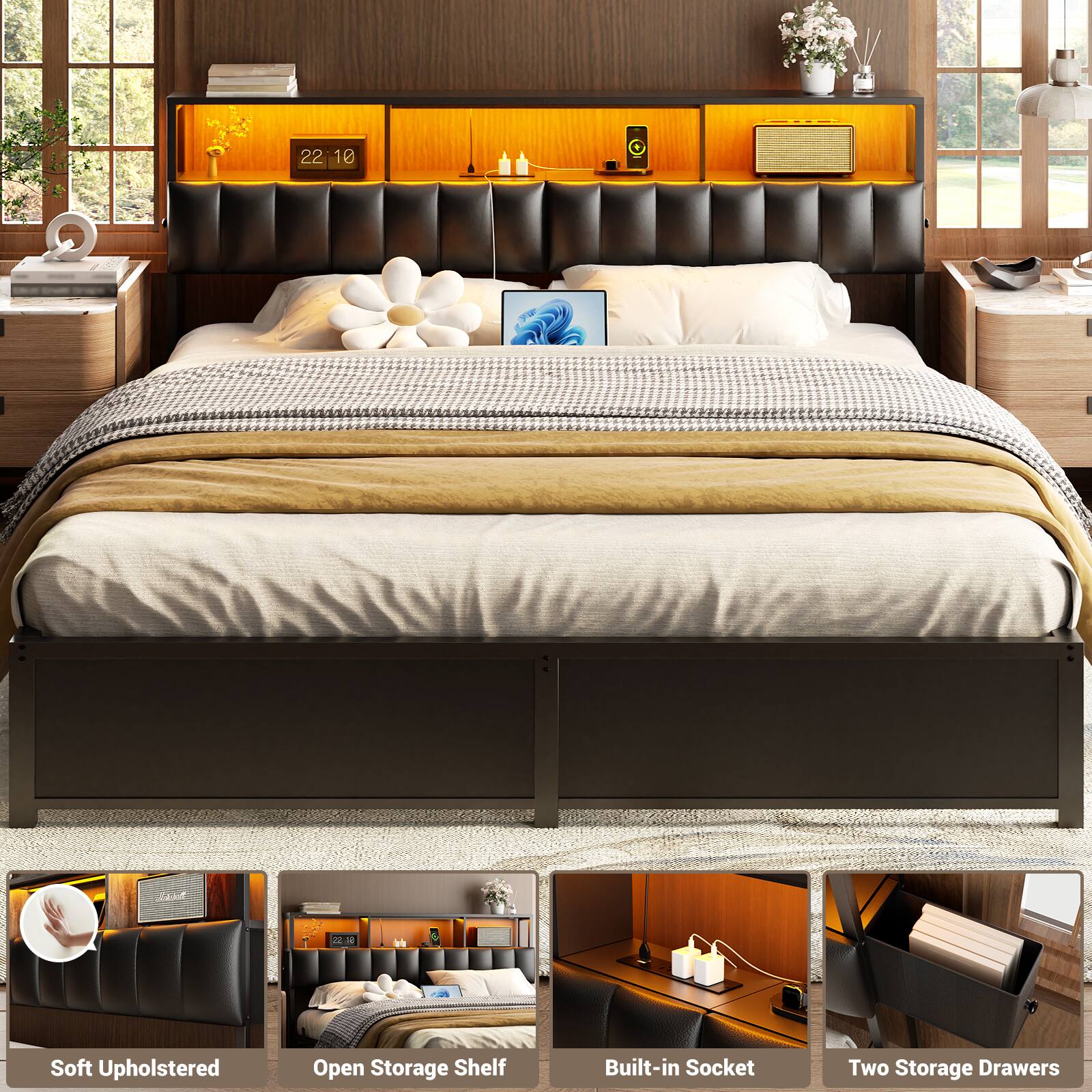 22:10

M AN Soft Upholstered Open Storage Shelf Built-in Socket Two Storage Drawers

- Soft Upholstered
- Open Storage Shelf
- Built-in Socket
- Two Storage Drawers