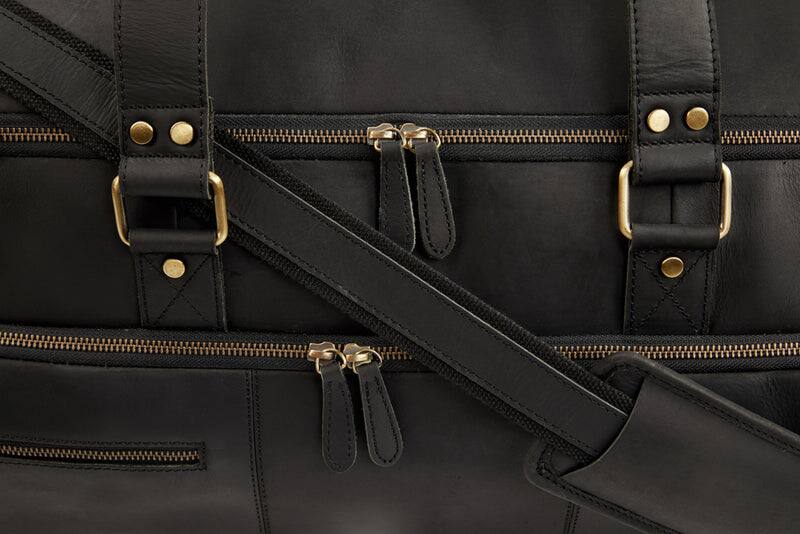 Alt View 8. Luxorro - Leather Duffel Bag For men. 30 Inch - Black.