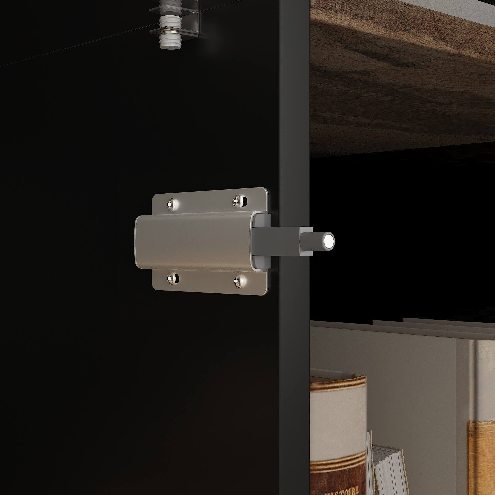 Alt View 6. Famapy - LED Lighted Display Storage Cabinet – Showcase Collectibles, Books & Figurines with Adjustable Shelves - Black & Brown.