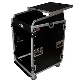 ProX - T-16MRSS13ULT Flight Case with Laptop Shelf and Casters for 16U Rack x 13U Top Mixer DJ Combo
