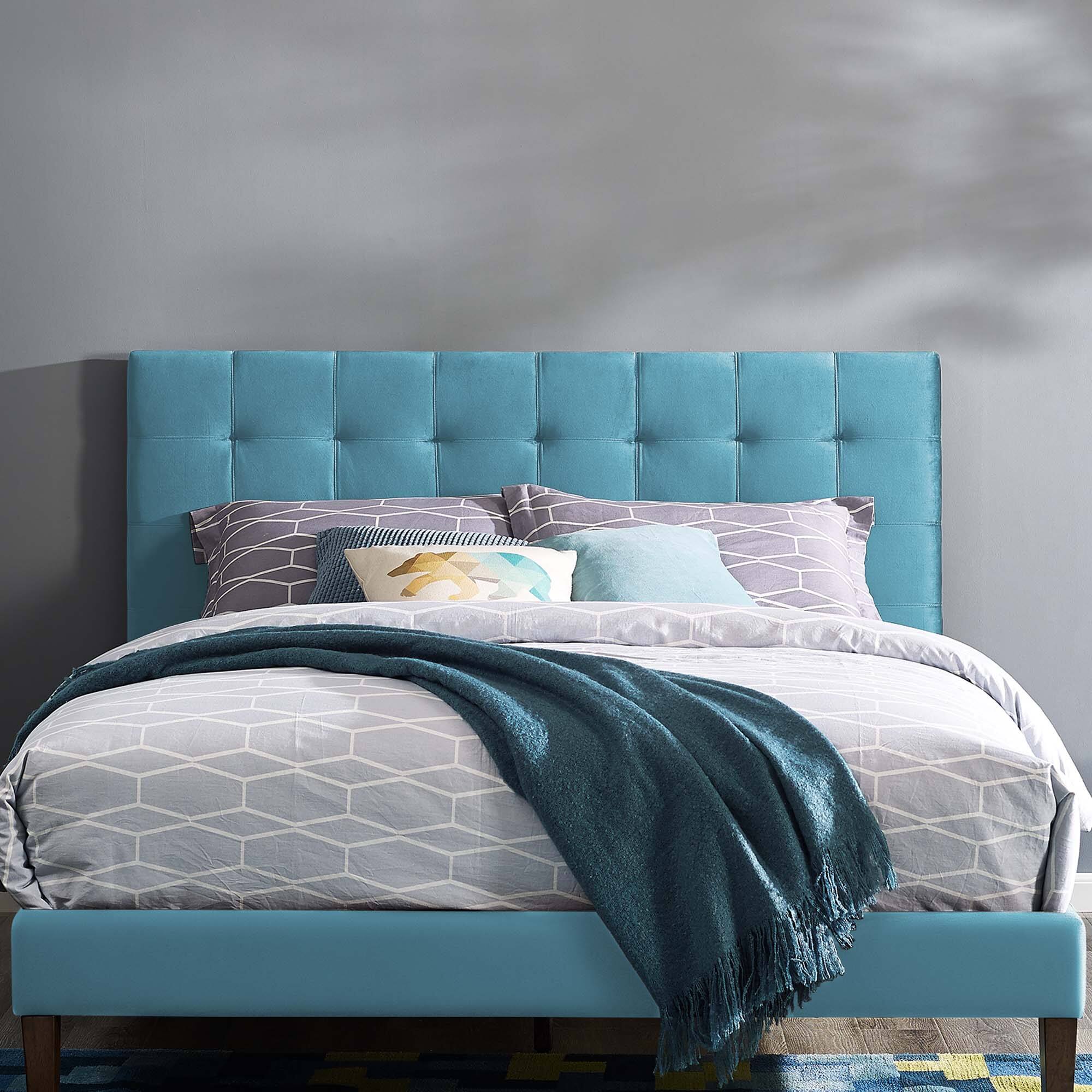 Alt View 2. Modway - Paisley Tufted Upholstered Performance Velvet Full / Queen Headboard by Modway - Sea Blue.