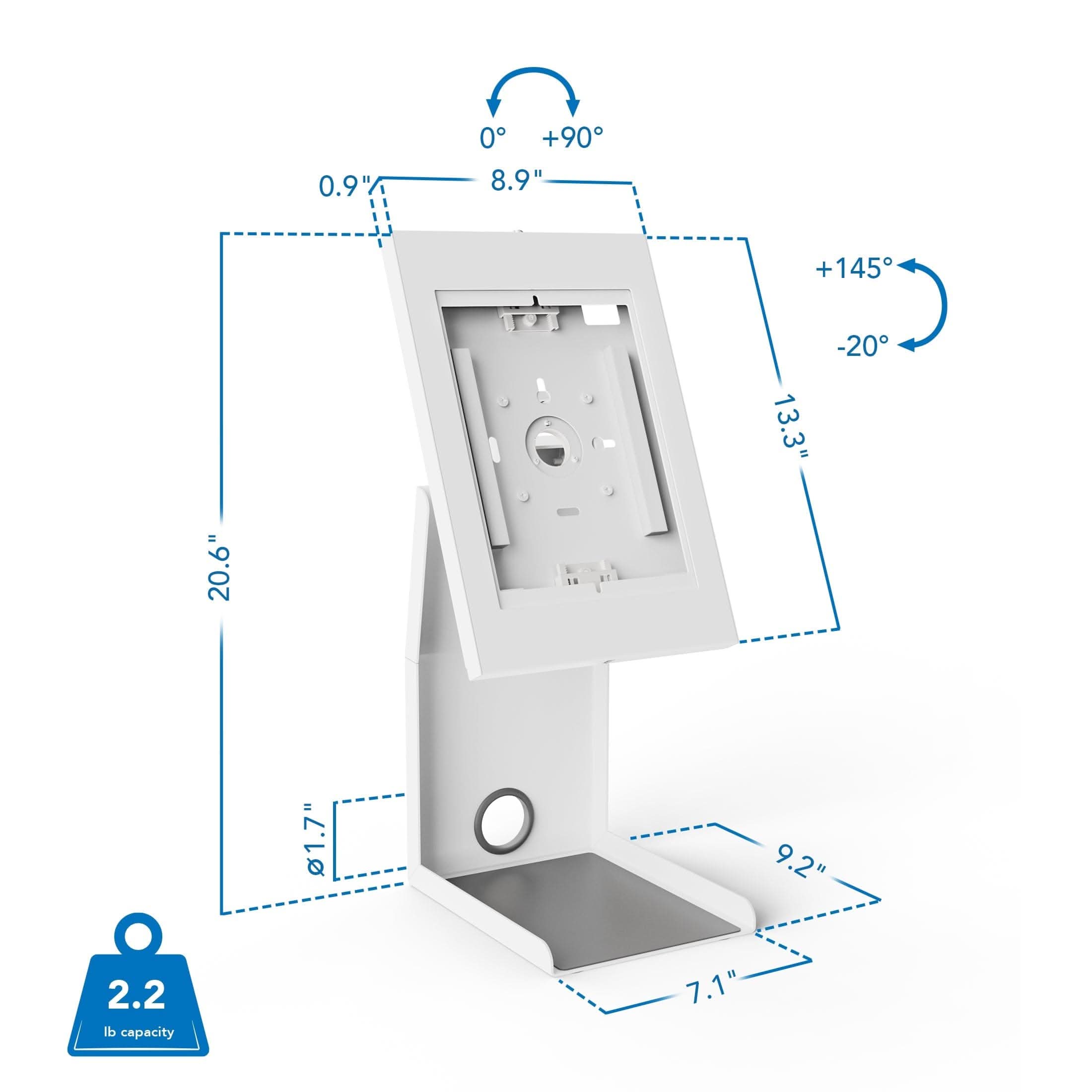 0.9"  
8.9"  
13.3"  
20.6"  
1.7"  
9.2"  
7.1"  
2.2 lb capacity  
+90  
+145  
-20