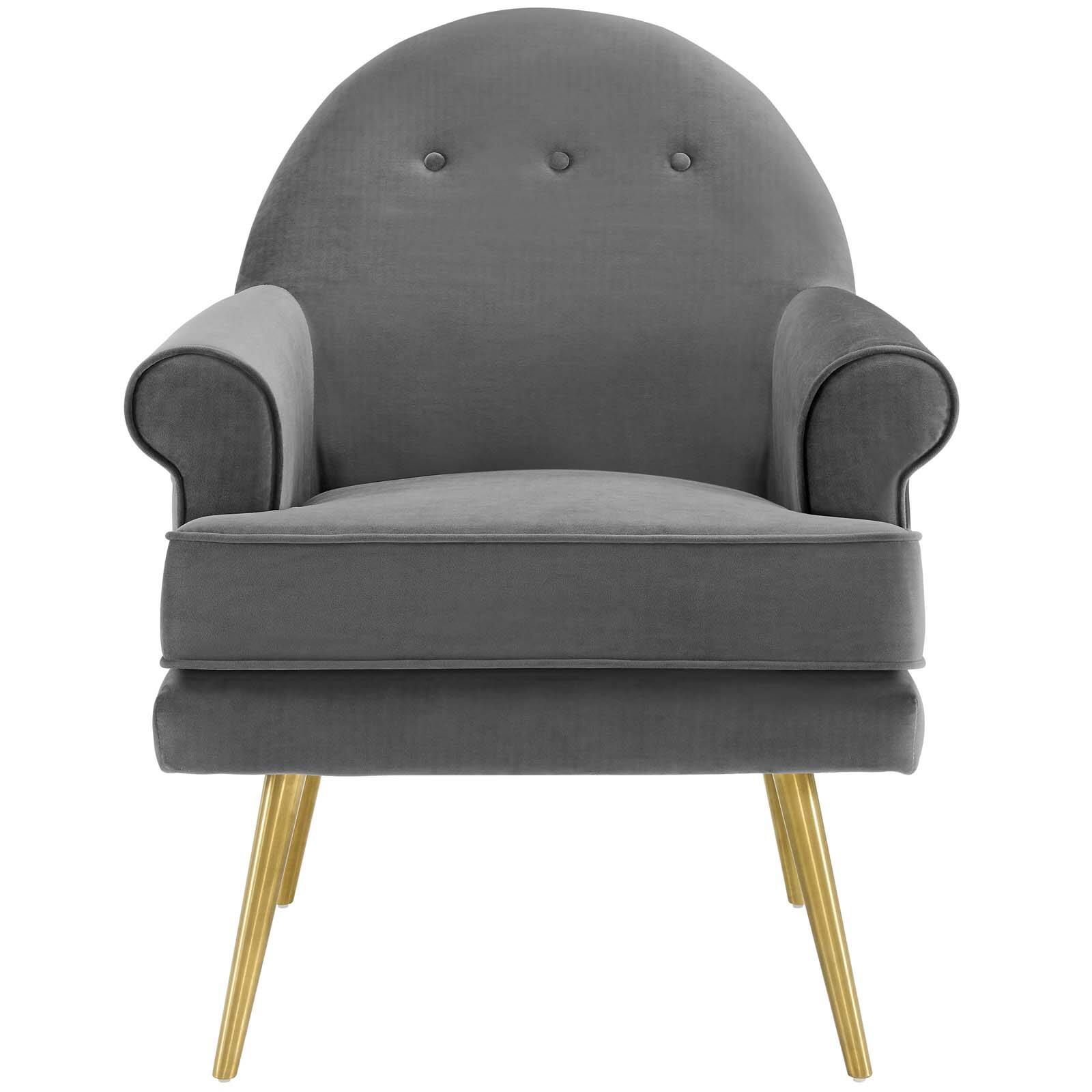 Alt View 2. Modway - Revive Tufted Button Accent Performance Velvet Armchair by Modway - Gray.