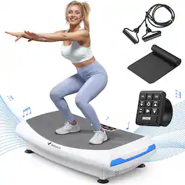 MERACH - 4D Vibration Plate Exercise Machine 7-in-1 4D with Glide, Swing & Massage, Whole Body Workout Sculpting Platform - White