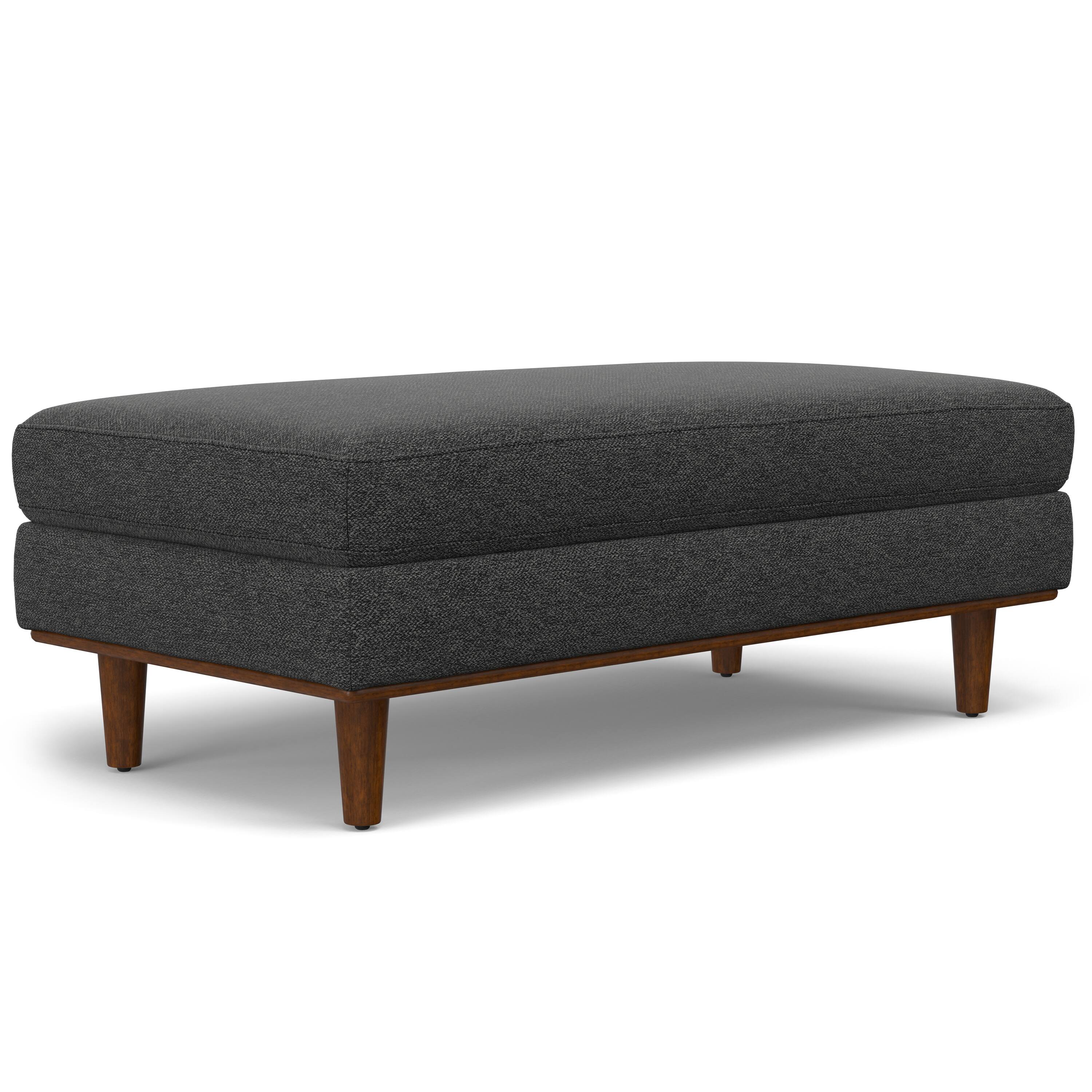 Front. Simpli Home - Morrison Large Rectangular Ottoman - Charcoal Grey.
