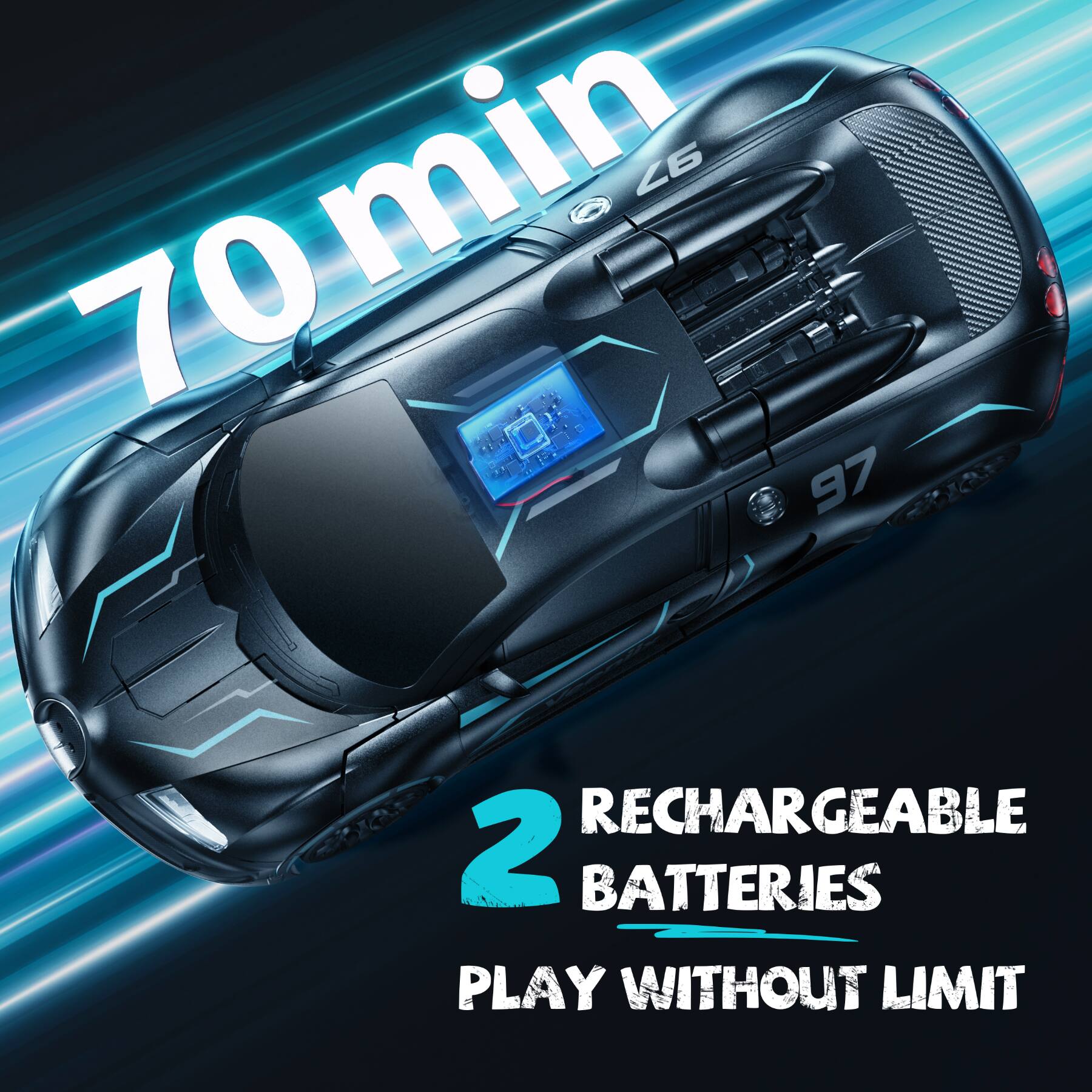 70 min  
26 70 97  
RECHARGEABLE 2 BATTERIES  
PLAY WITHOUT LIMIT