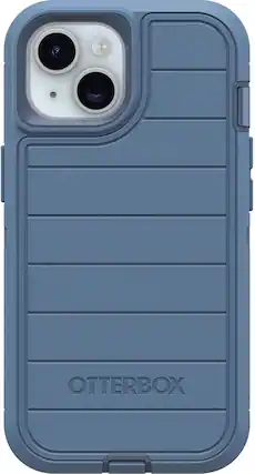 Front. OtterBox - OtterBox - Defender Series Pro Hard Shell "Case Only" for Apple iPhone 17e, iPhone 16e, iPhone 15, iPhone 14, iPhone 13 - Baby Blue Jeans (Blue).
