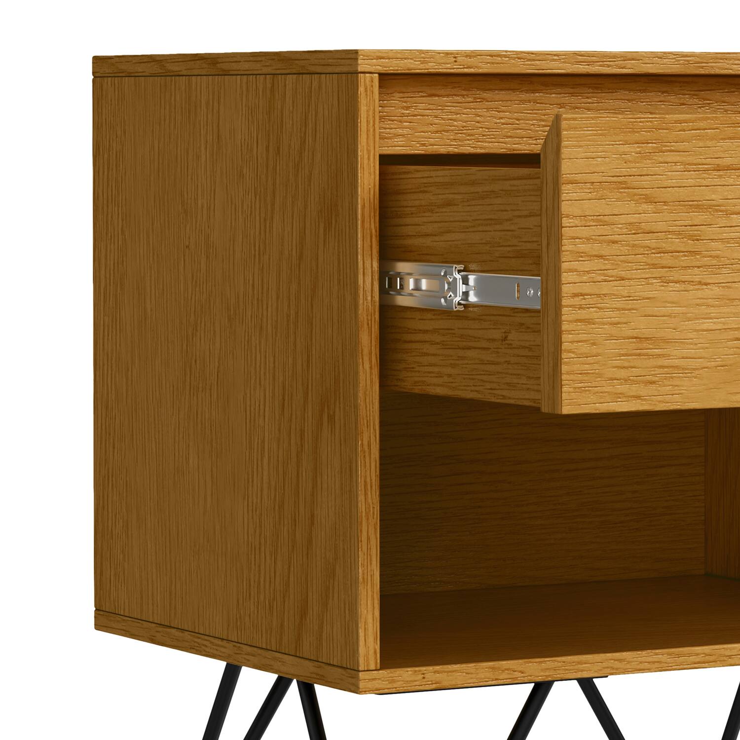 Alt View 6. Simpli Home - Hunter  20 inch Wide Industrial Nightstand in Oak - Oak.