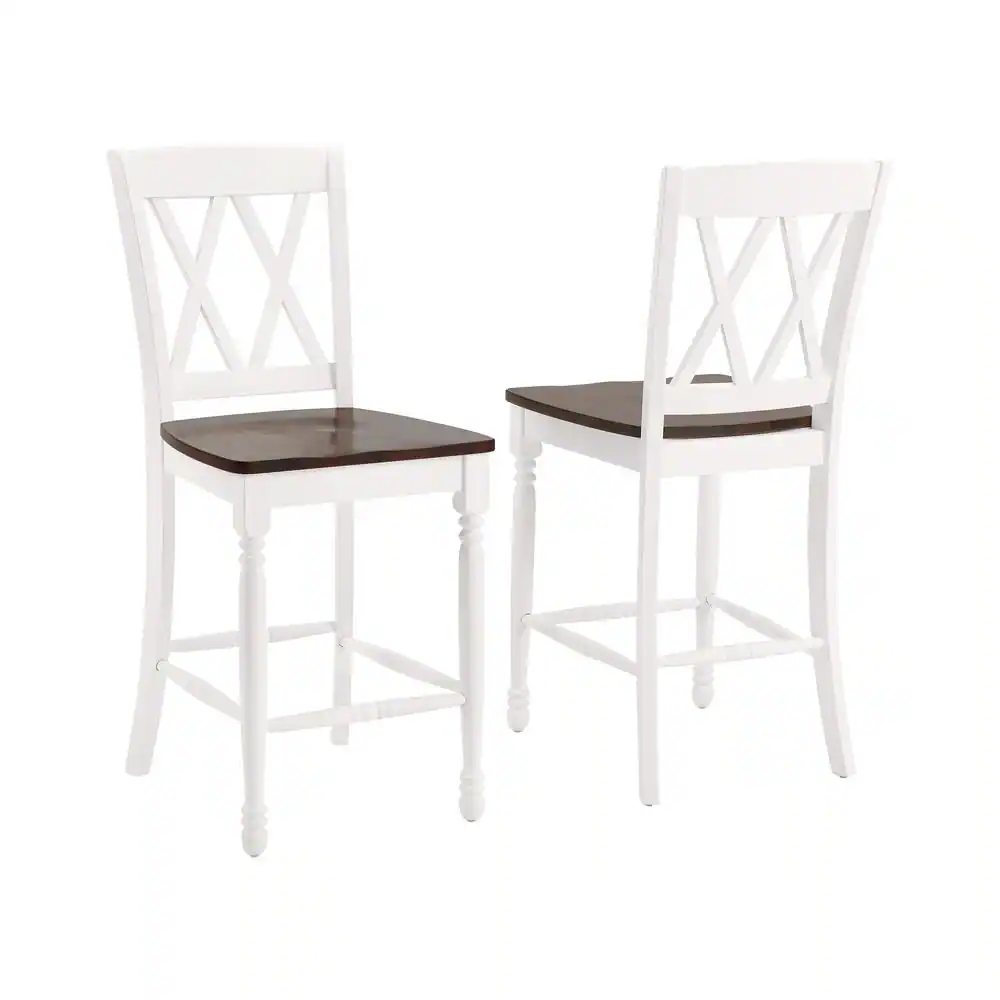 Alt View 5. Crosley Furniture - Shelby 2-Piece Counter Height Bar Stool Set - 2 Stools - Distressed White.