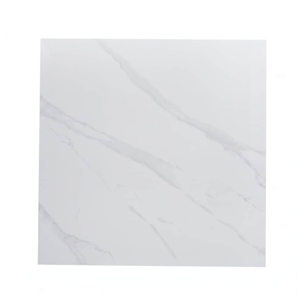 Alt View 4. LeisureMod - Bristol 31" Square Dining Table, White Sintered Stone Top, Modern 4-Person Kitchen Table - White.
