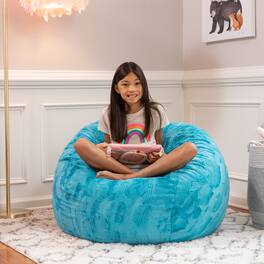 Jaxx - Saxx 3 Foot Bean Bag Chair - Faux Fur - Fun Colors, Maui Turquoise - Faux Fur - Maui Turquoise