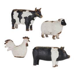 BreeBe - Farm Animal Candle Holder (Set of 4) - White, Brown, Black