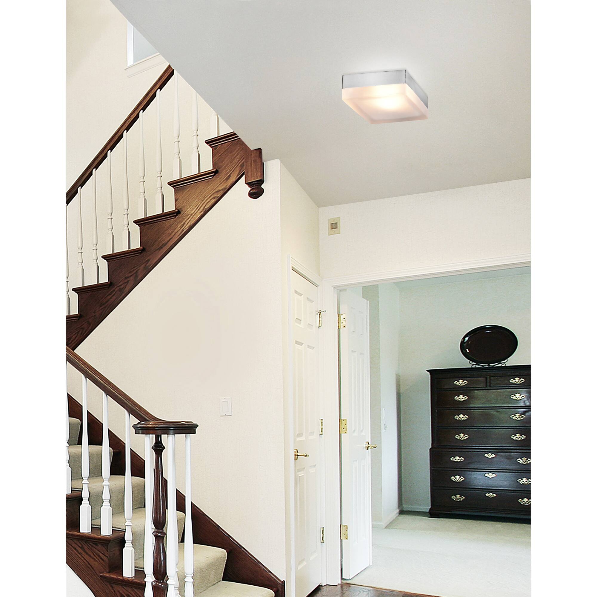 Angle. CWI Lighting - Avoca 1 Light Flush Mount With Satin Nickel Finish - Matte Satin Nickel.