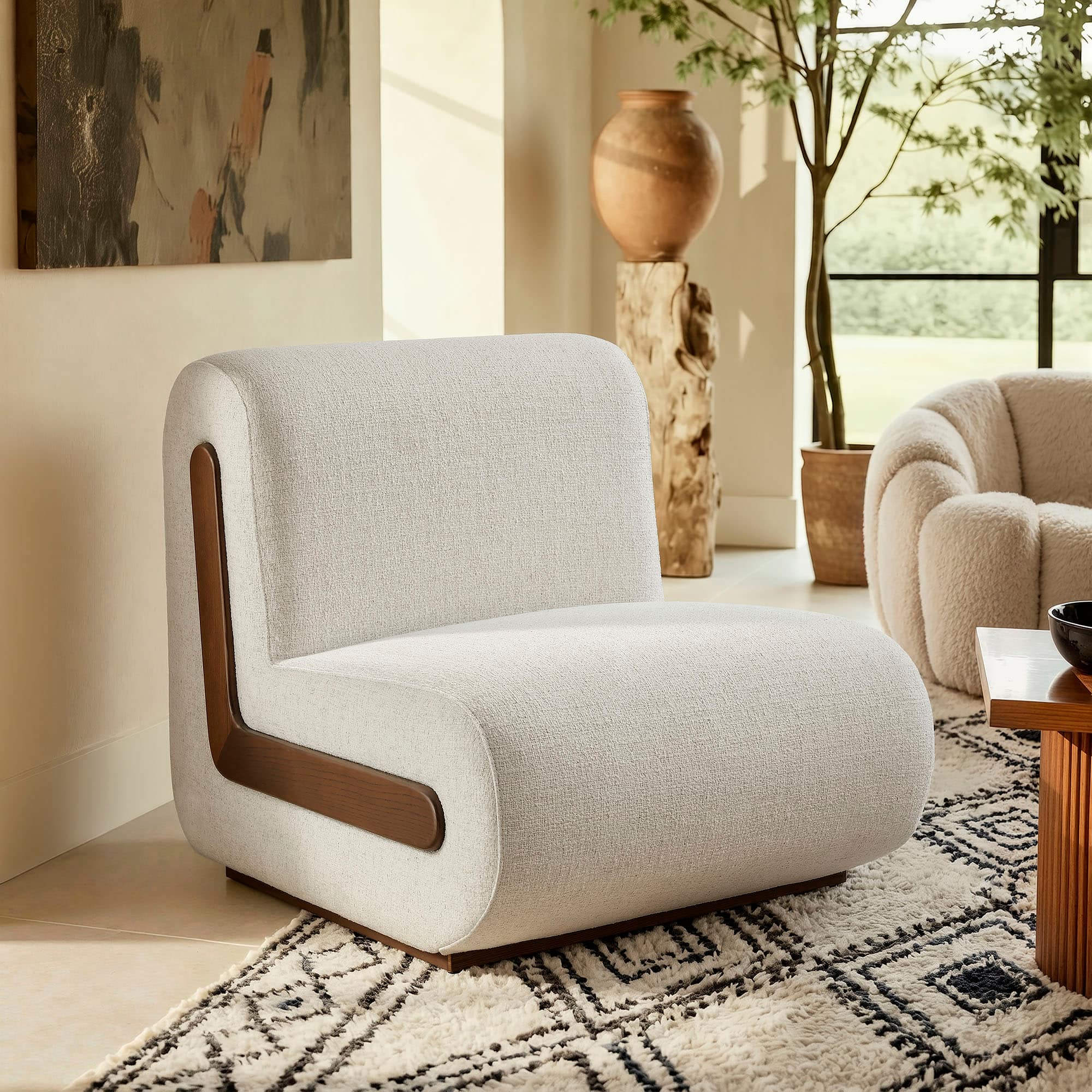 Denby Linen Blend Accent Chair by Modway - Ivory