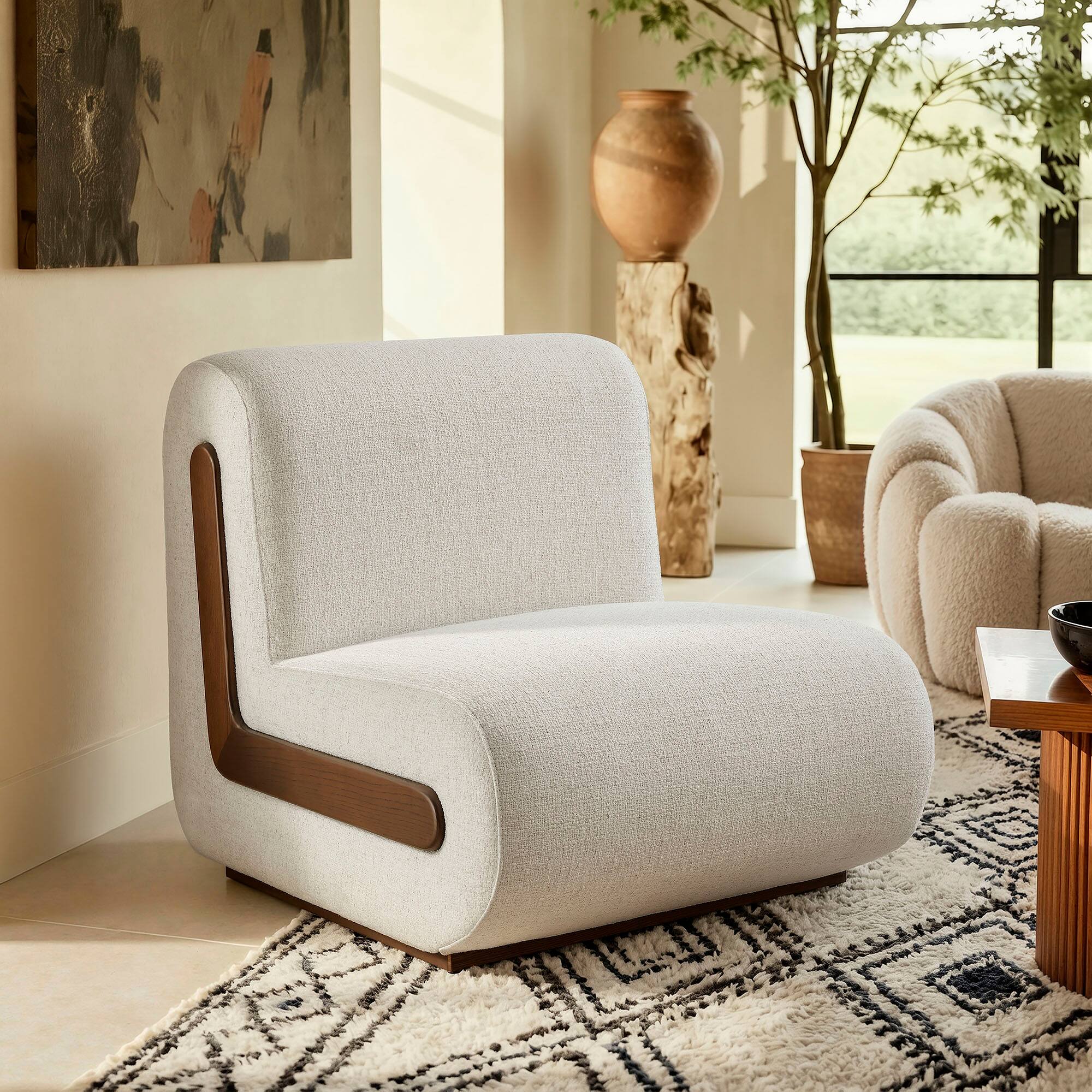 Front. Modway - Denby Linen Blend Accent Chair by Modway - Ivory.