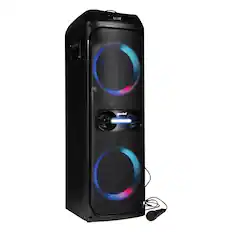 Front. Gemini - Portable Bluetooth TWS Speaker GHK-2800, LED Party Lighting, Wired Microphone - Black.