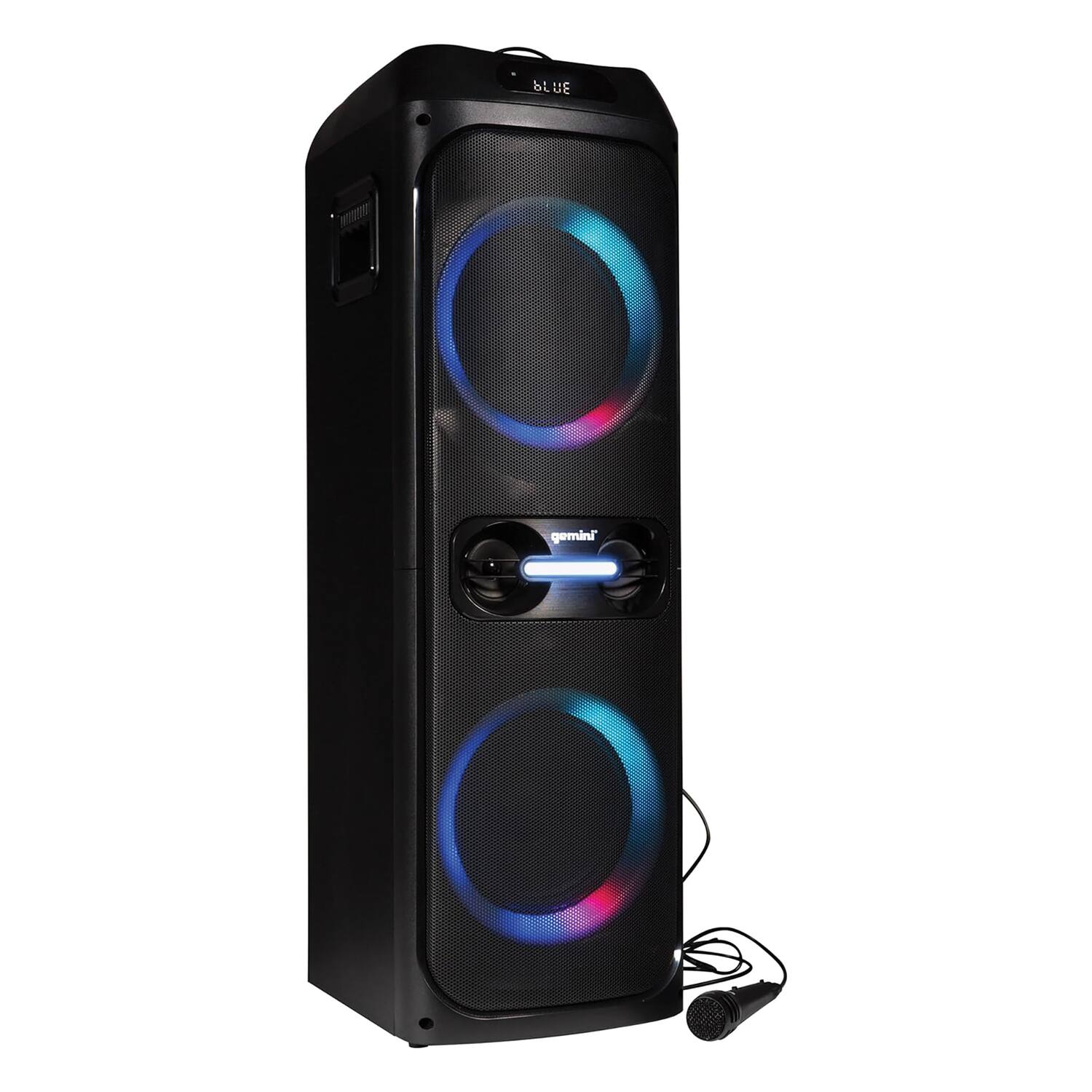 Front. Gemini - Gemini Ghk-2800 Portable Bluetooth Tws Speaker With Led Party Lighting And Wired Microphone, Black, Ghk-2800 - Black.