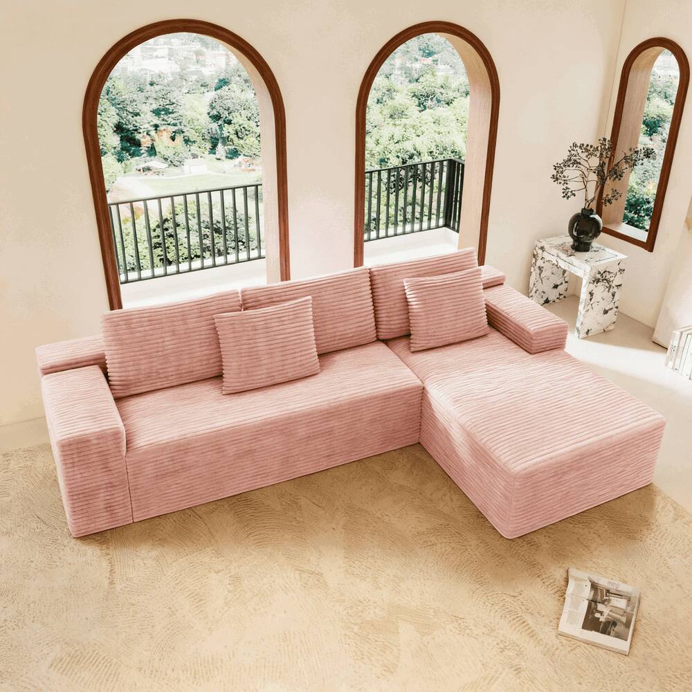 Alt View 2. Kadyn - 104" Right Chaise Modular Sectional, L-Shaped Cloud Couch with Deep Comfort and No Assembly, Pink - Pink.
