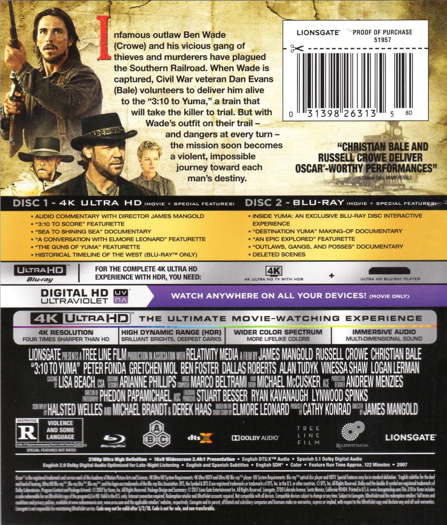Alt View 1. 3:10 to Yuma   - 4K Blu-Ray.