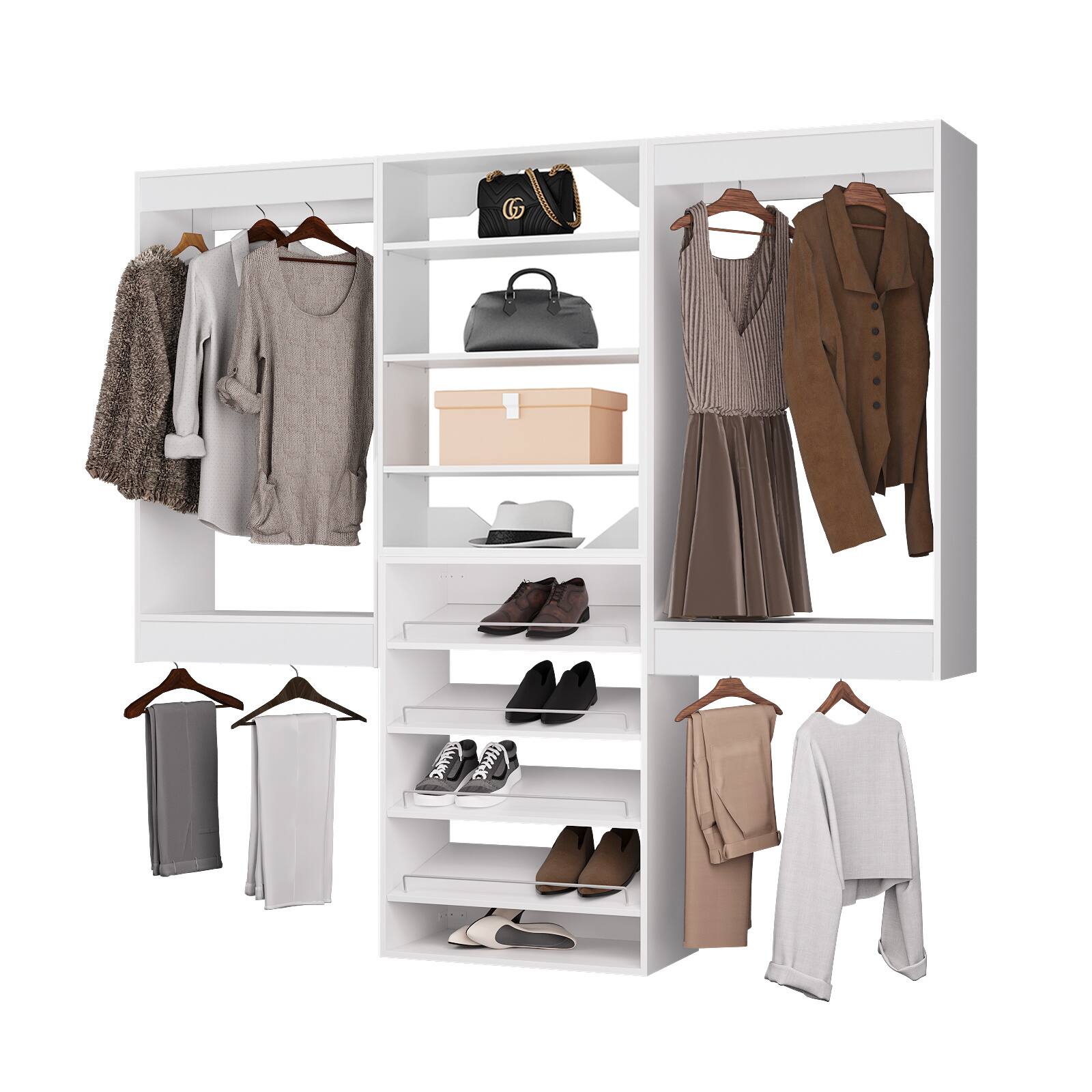 Front. Roomtec - Roomtec 66 in White Modular Closet System Unit-Customizable Wall Mounted Walk-In Closets for Bedroom or Walk-in Closet - White.