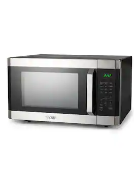 Commercial Chef - Small 1.6 Cu. Ft Microwave with Touch Controls & Digital Display - Stainless Steel