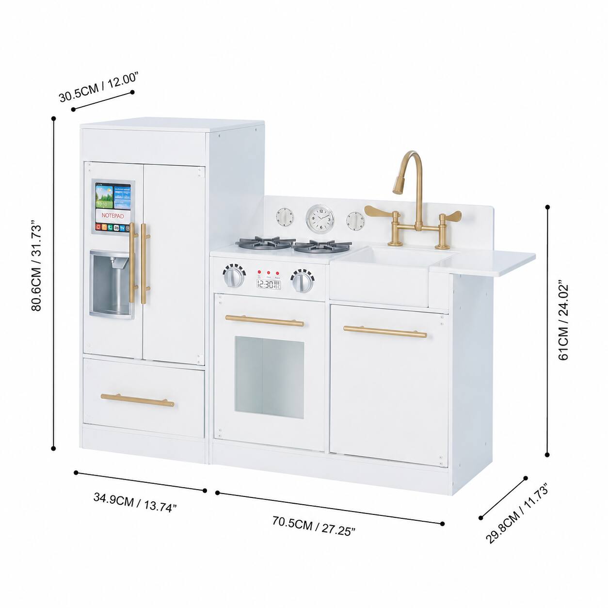 I 12.00" 30.5CM - - - 31.73" 31 / 80.6CM 1010 NOTUPAD . c Y 2-30 / 61CM/24.02" 34.9CM / 13.74" 70.5CM/27.25" 70.5CM I 27.25" 11.73" 29.8CM / 11.73" I 8CM