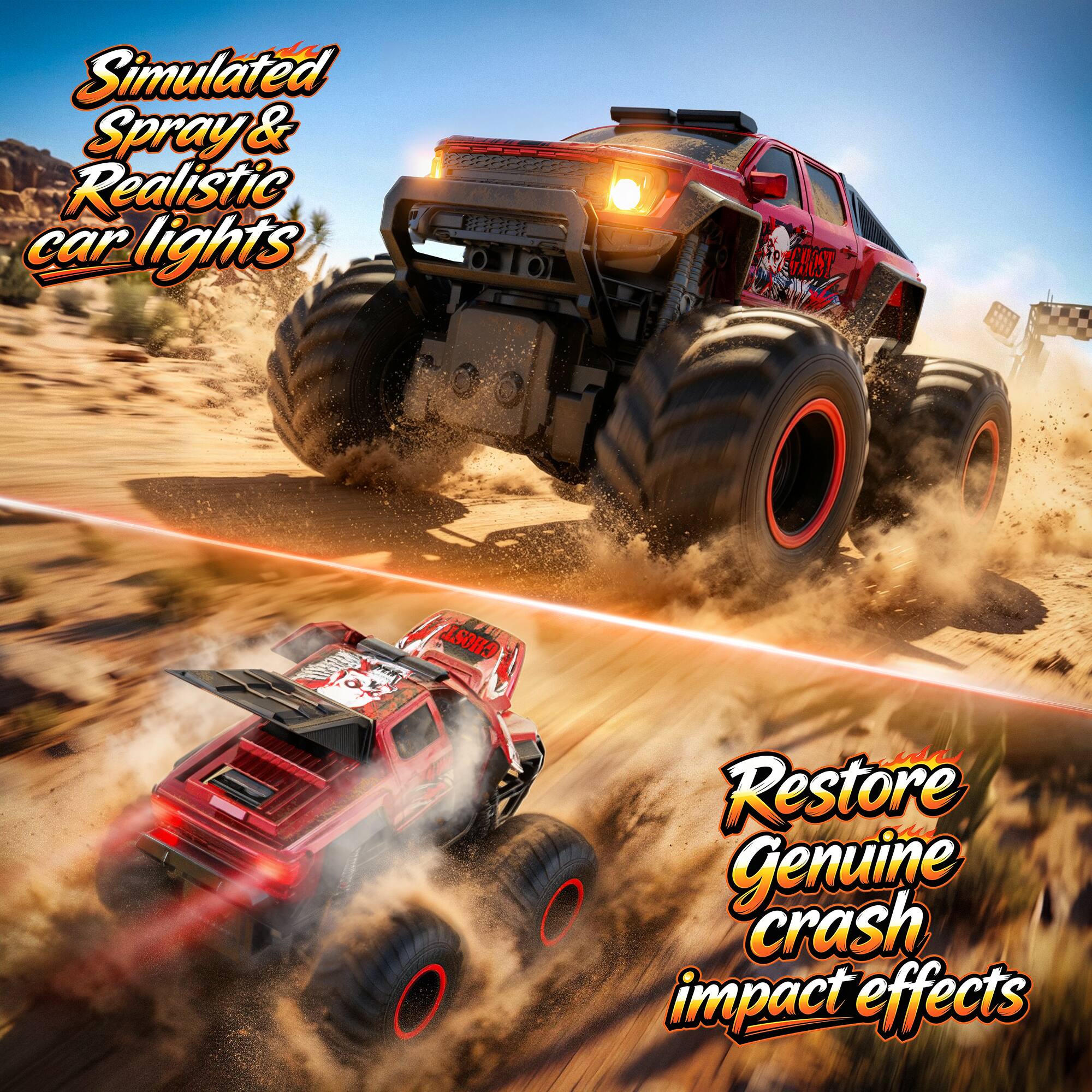 Simulated Spray & Realistic car lights  
Restore Genuine crash impact effects