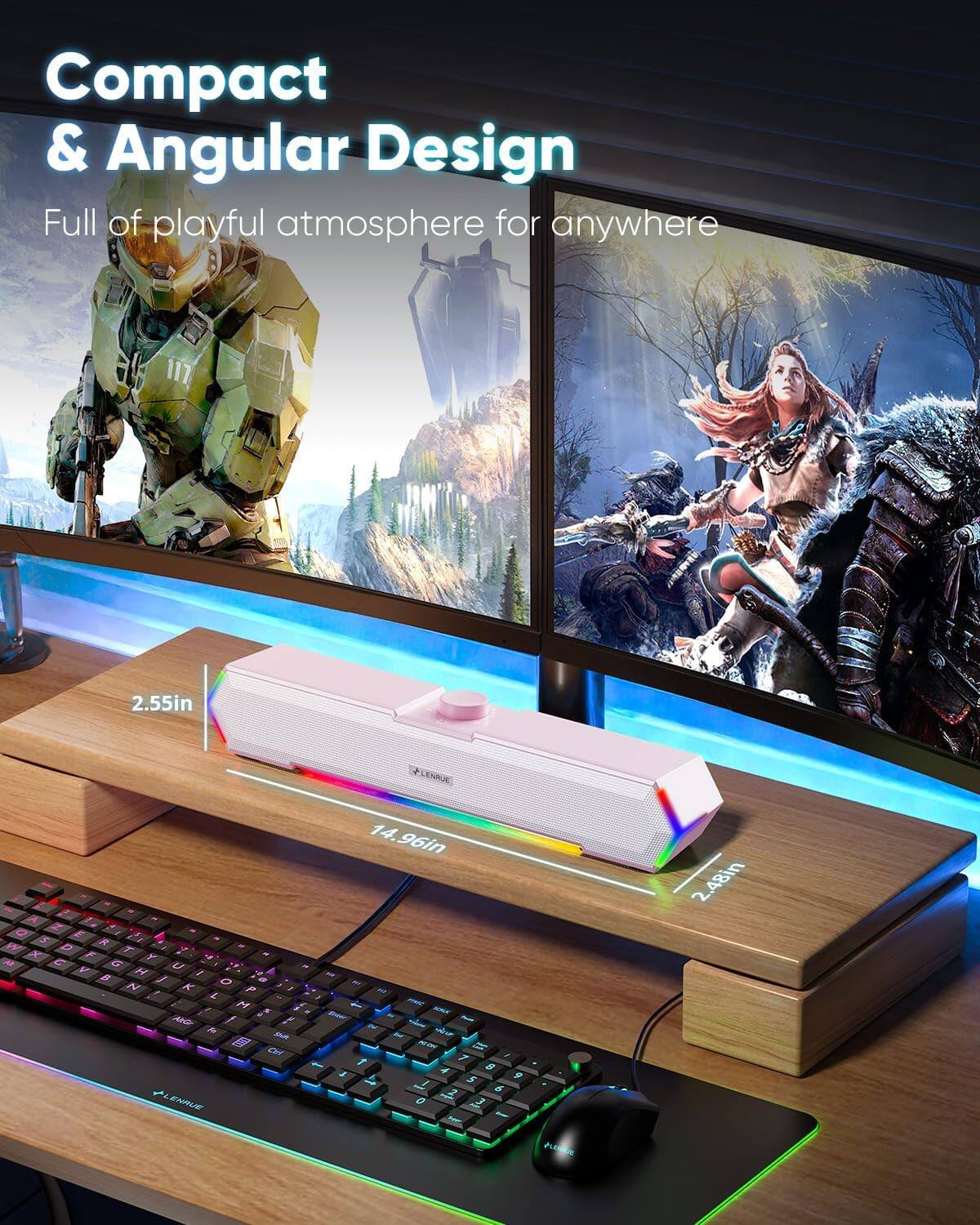 Compact & Angular Design  
Full of playful atmosphere for anywhere  

2.55in  
14.96in  
2.48in