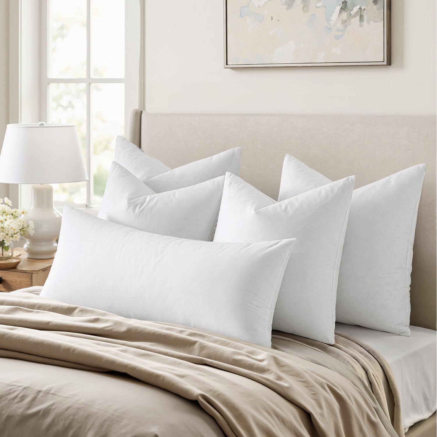 Alt View 3. Paradigms Interiors - Euro Pillow Inserts Down Throw Pillows For Couch Sofa Bed Decorative Fluffy Cotton Fabric - 14x22 Inch-1.