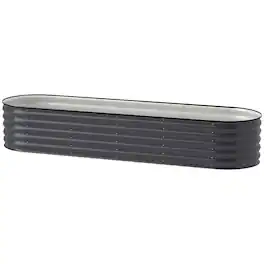 Outsunny - x 2' x 1.4' Galvanized Raised Garden Bed Kit, Metal Planter Box with Safety Edging - Dark Gray