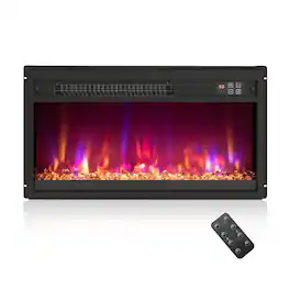 SlickBlue - Electric Fireplace Insert 1500W with Remote for Living Room - Black
