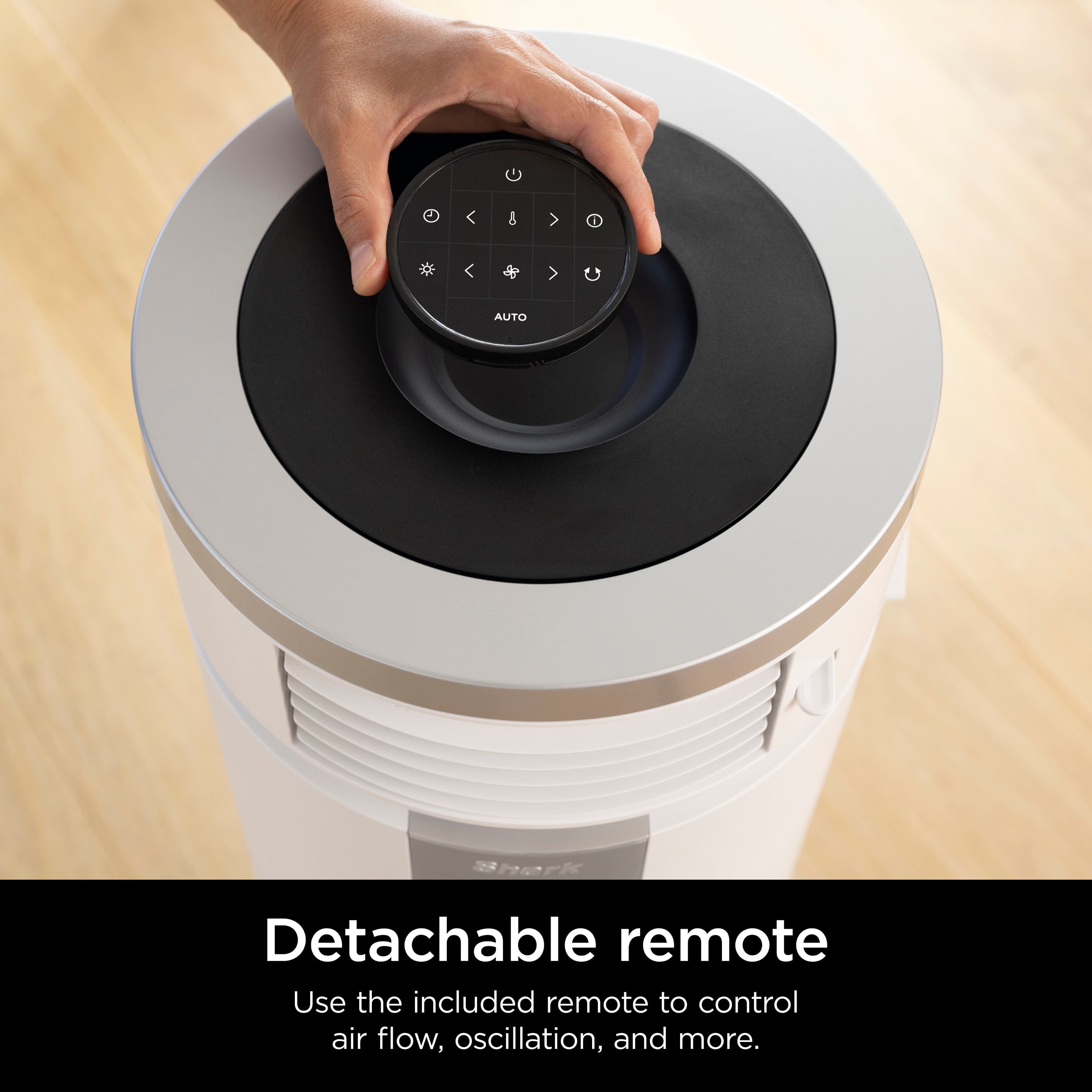 Auto Detachable Remote: Use the included remote to control air flow, oscillation, and more.