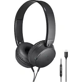 Audio-Technica - Audio Technica ATHS120CBK USB-C On-Ear Wired Headphones - Black