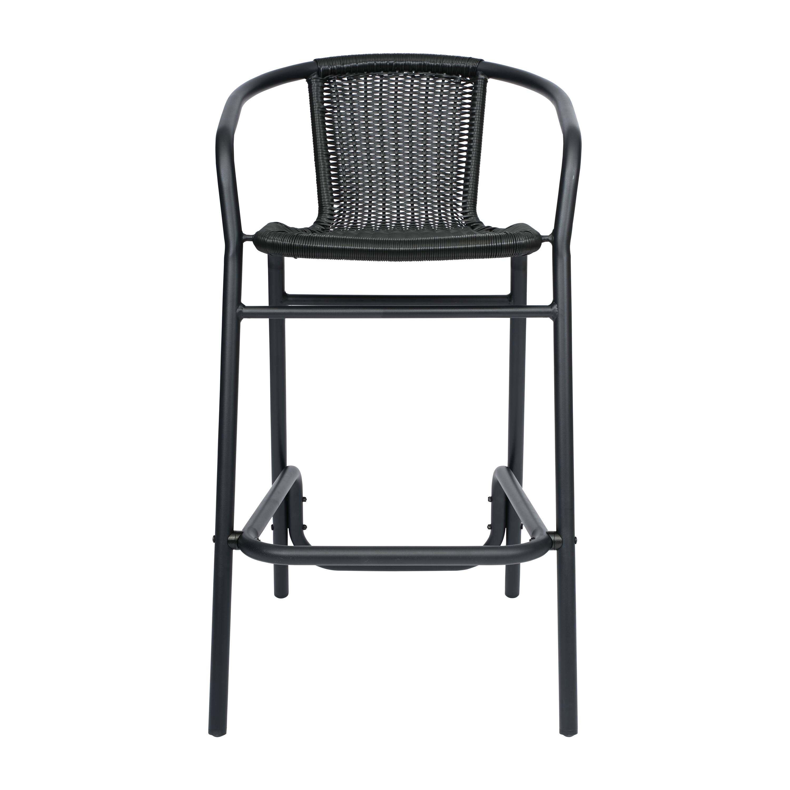 Alt View 8. Emma + Oliver - Rhea Indoor/Outdoor Restaurant Style Rattan Barstool - Black.