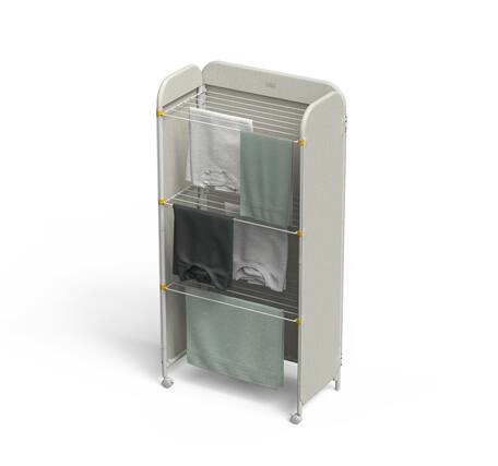 Front. Joseph Joseph - Eclipse 3-tier Drying Rack with Screen - Ecru.