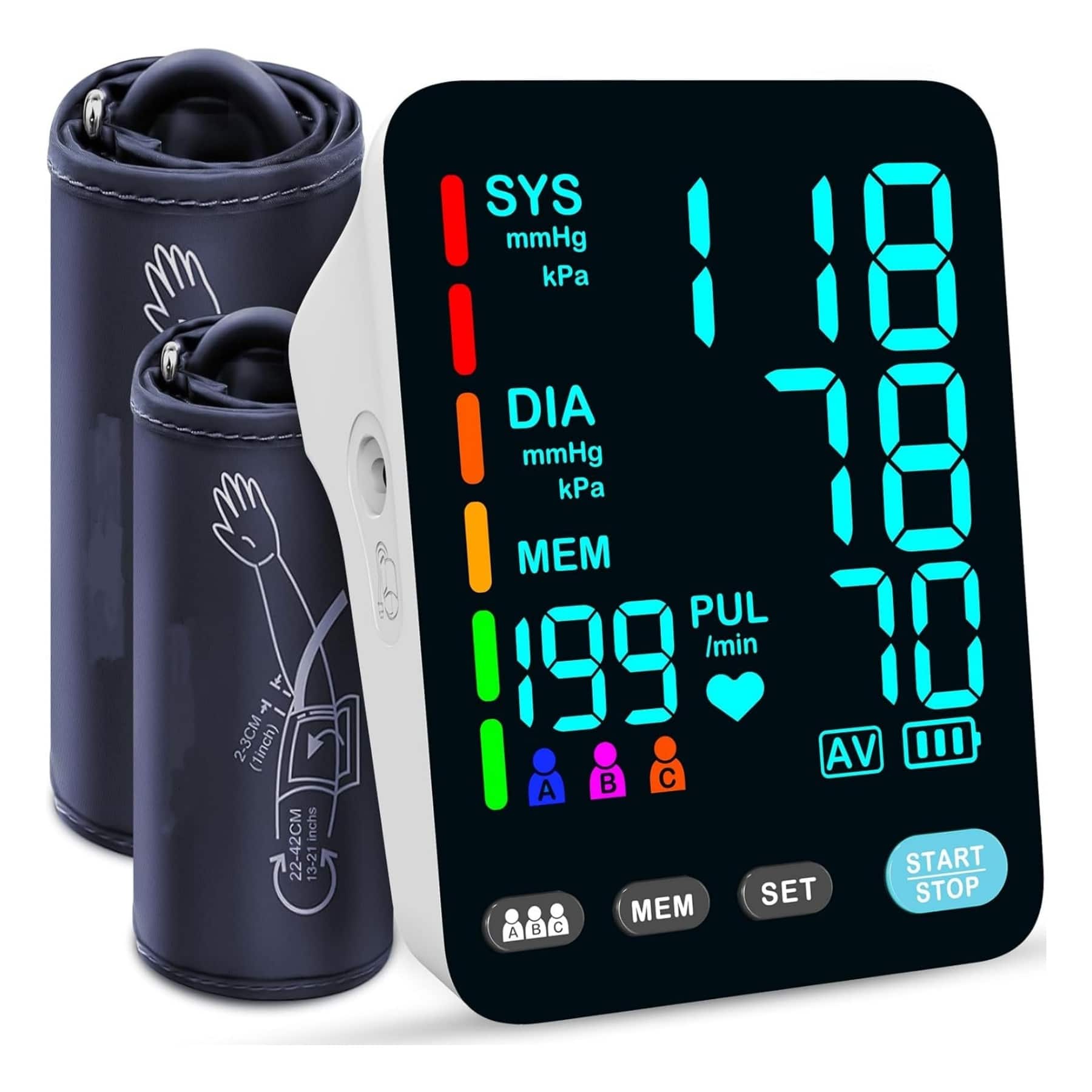 Dazzed Corner - Automatic Upper Arm BP Monitor, 2 Cuffs, 3x199 Memory - White