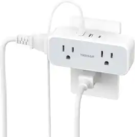 TESSAN - 4 AC Outlets and 2 USB-A(1 USB-C) Surge Protector Multiple Plug Mini Wall Expander - Gray