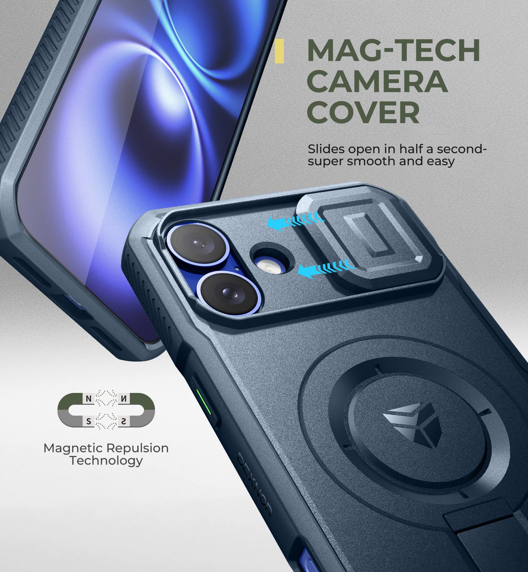 MAG-TECH CAMERA COVER Slides open in half a second- super smooth and easy

Magnetic Repulsion Technology DEXNOR