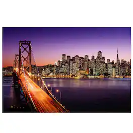 Northlight - LED Lighted Famous San Francisco Oakland Bay Bridge Canvas Wall Art 23.5" - Purple