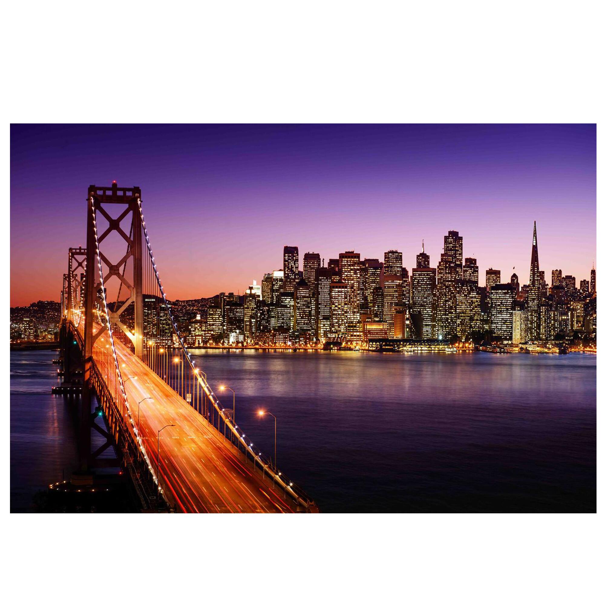Front. Northlight - LED Lighted Famous San Francisco Oakland Bay Bridge Canvas Wall Art 23.5" - Purple.